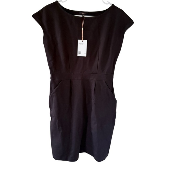 Quince NEW Ultra-Stretch Ponte Cap Sleeve Dress Black - Picture 8 of 8